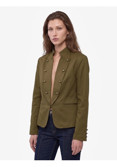 Koton Süs Düğmeli Gabardin Napolyon Ceket Slim Fit Pamuklu Uzun Kollu Haki 7wak20279ew