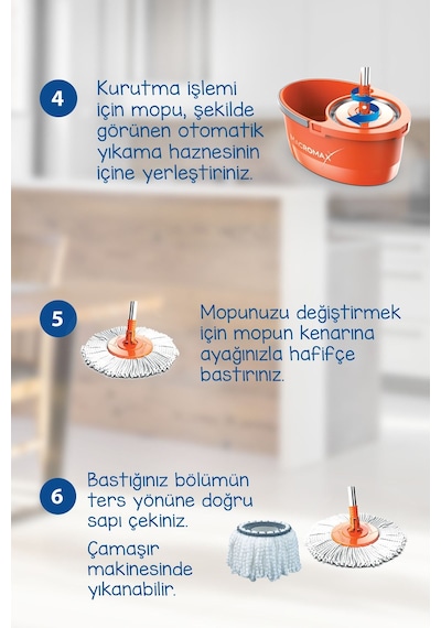 Faster Yeni Nesil Otomatik Temizlik Seti Pratik Kolay Sıkma Döner Başlık