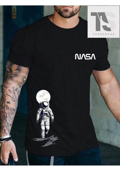 Startmore Men Astronot Ve Mektup Grafikli Tişört Beyaz