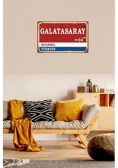 Galatasaray Yön Tabelası Retro Vintage Ahşap Poster - 306188939