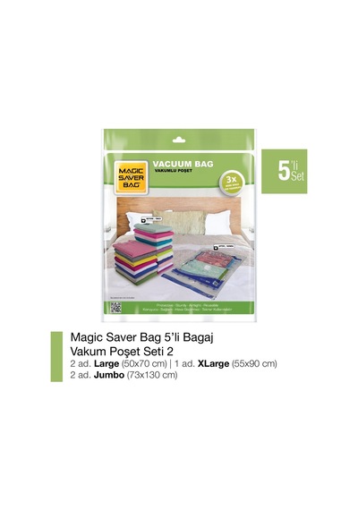 Magic Saver Bag 5'Li Bagaj Vakumlu Poşet Seti 2