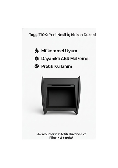 Togg T10x Ön Konsol Ara Saklama Kutusu Siyah