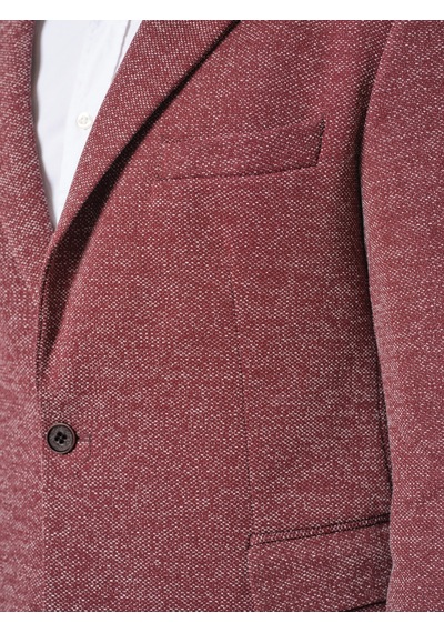 Bonesti Erkek Slim Fit Blazer Ceket Bordo Beyaz Bordo - Beyaz
