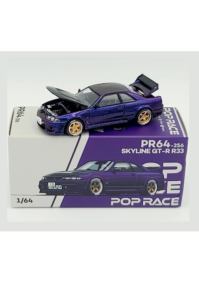 Pop Race 1/64 Nissan Skyline Gt-r R33 Nisom Midnight Purple Limited Edition 256