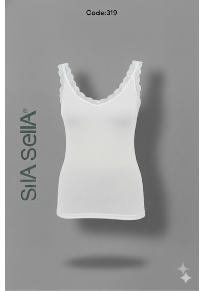 Belpa Sıla Sella Dantelli Atlet Siyah