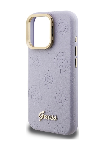 Apple iPhone 15 Pro Max Uyumlu Kılıf Guess Lisanslı M-safe Şarj Özellikli Kamera Standlı Peony Kapak Mor