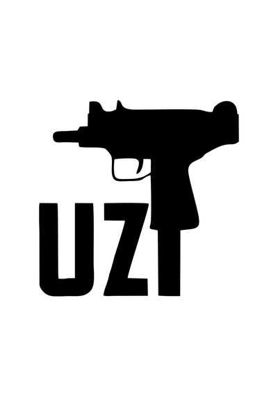 Uzi Araba Stickeri 17x17 Cm Siyah