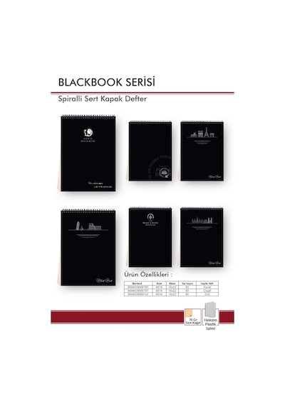 Blackbook Floral Seri 80 Yaprak 1 Adet Çizgisiz Siyah