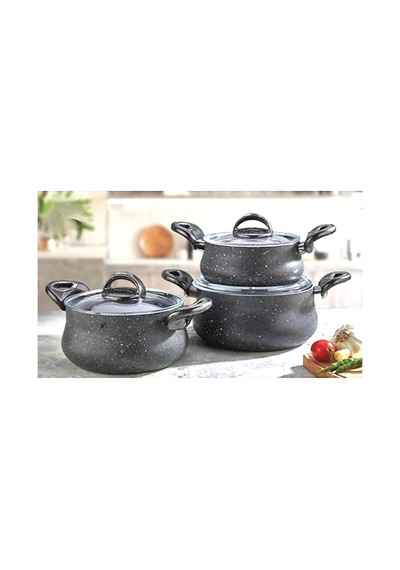 3 Lü Güveç Set Granit Çok Renkli