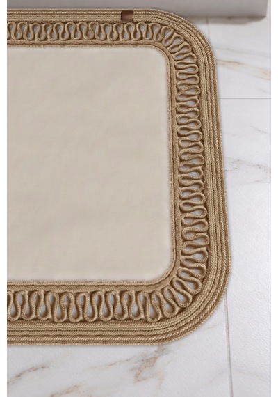 Banyo Paspası Takımı 70x110+50x70 Cm İç Trikot Ekru & Hasır Ekru - Hasır