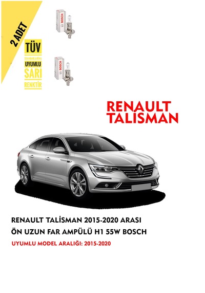 Renault Talisman 2015-2020 Arası Ön Uzun Far Ampülü 2 Adet Sarı