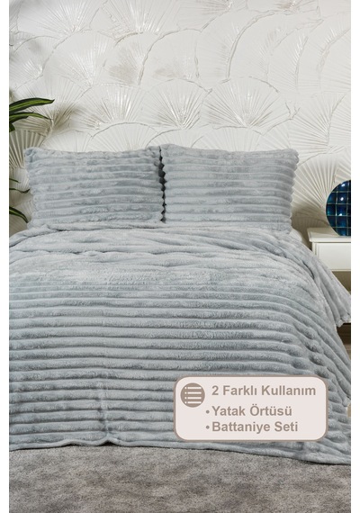 Elart Mateo Battaniye Seti Tek Kişilik Wellsoft 2 Parça 180x240 Cm Gri Gri