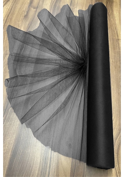 Bohça Süsleme Tülü, Nişan Bohça Süsü, Kapı Süsü Tülü, Doğum Günü Tülü 100x300cm, Siyah Tül Süsleme