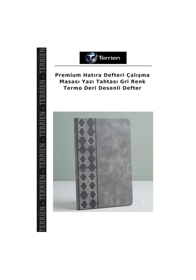 Premium Hatıra Defteri Çalışma Masası Yazı Tahtası Gri Renk Termo Deri Desenli Defter Çok Renkli