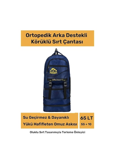 Carlburn Ortopedik Su Geçirmez Konfor Modeli Fermuarlı Büyük Boy Çok Gözlü Bölmeli Kamp Outdoor Sırt Çantası Çok Renkli