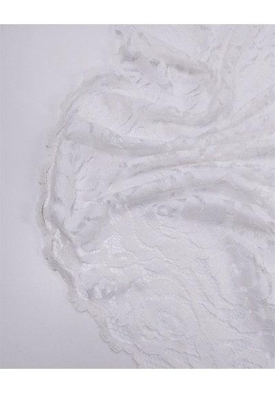 Beyaz Renkte İnce Yumuşak Dantel Kumaş Elbiselik & Abiyelik 140x275cm-12575
