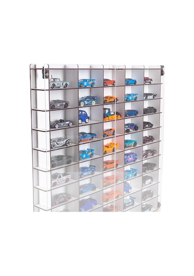 Pleksi Kapaklı 1/64 Ölçek 50araç Hotwheels Matchbox Metal Araç Uyumlu Model Oyuncak Araba Rafı-beyaz Diğer