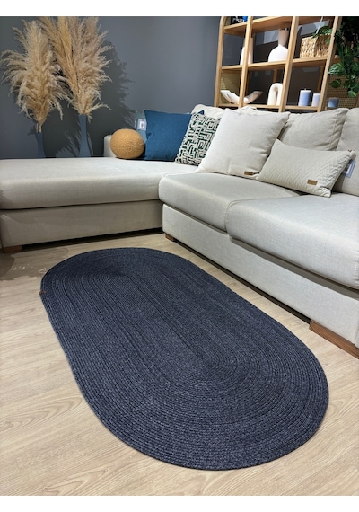 Mavaux Galileo Oval Jüt Yuvarlak Hasır Görünümlü Klasik Halı Kilim Bambulaci