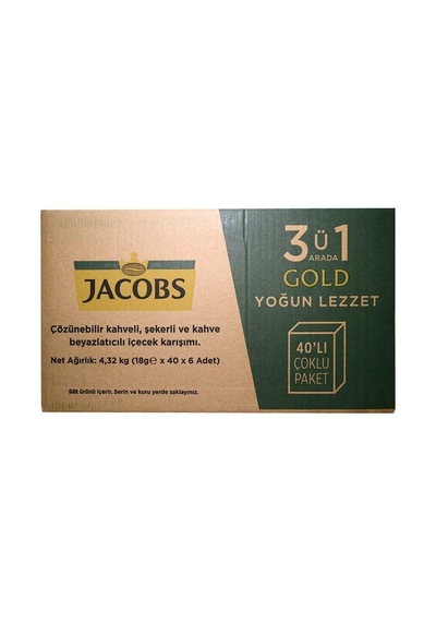 Jacobs Gold 3'ü 1 Arada Kahve Yoğun Lezzet 40'lı Paket Çözünebilir Kahve 4'li Paket