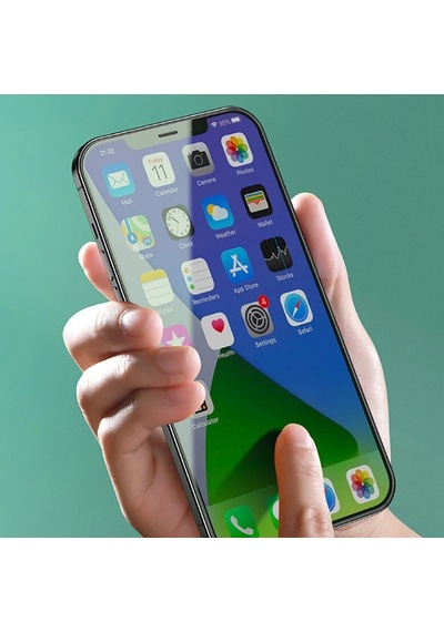 Baseus Apple Uyumlu   iPhone 12 Pro Max 6.7 0.30mm Full Tempered Cam Ekran Koruyucu 2set Anti-bluelight