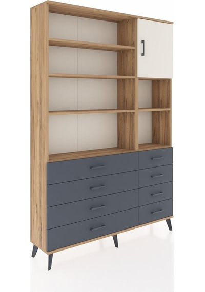 Arges Dolap 8 Raflı 8 Çekmeceli Tek Kapaklı 132x30x195 Çam-aytaşı/antrasit Aytası/antrasıt Arges Dolap 8 Raflı 8 Çekmeceli Tek Kapaklı 132x30x195 Çam-aytaşı/antrasit Aytası/antrasıt