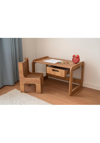Tek Kişilik Çekmeceli Ahşap Çocuk Oyun & Aktivite Masa Ve Sandalye Takımı - 18mm Ceviz Renk Mdf Çok Renkli Tek Kişilik Çekmeceli Ahşap Çocuk Oyun & Aktivite Masa Ve Sandalye Takımı - 18mm Ceviz Renk Mdf Çok Renkli