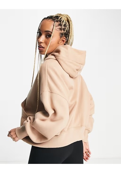 Nike Sportswear Phoenix Fleece Oversize Pullover Hoodie Kadın Kapüşonlu Bol Kesim Sweatshirt Bej