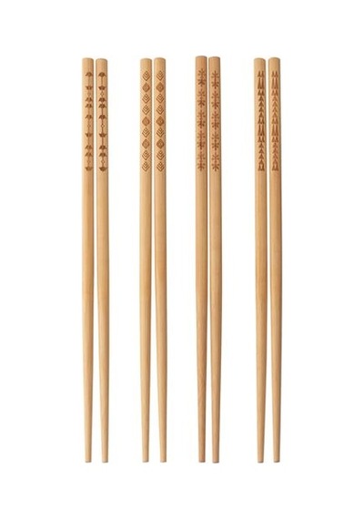 Ikea Trebent Yemek Çubuğu, Bambu, 4 Çift Çok Renkli