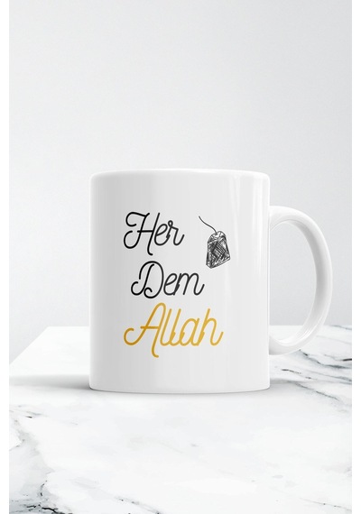 Her Dem Allah Kupa Bardak Beyaz