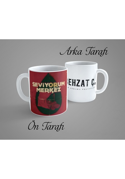 Behzat Ç. Seviyorum Merkez Porselen Kupa Bardak Beyaz