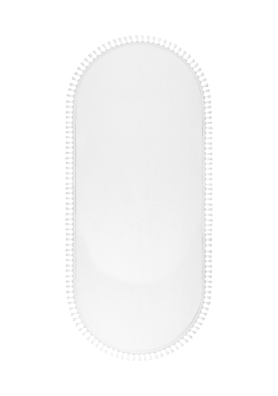 Vl Yuvarlak Comfort Ponpon Saçaklı Peluş Oval Beyaz Ponpon