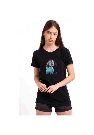 Riverdale Betty & Jughead Wallpaper Baskılı Siyah Kadın Tshirt