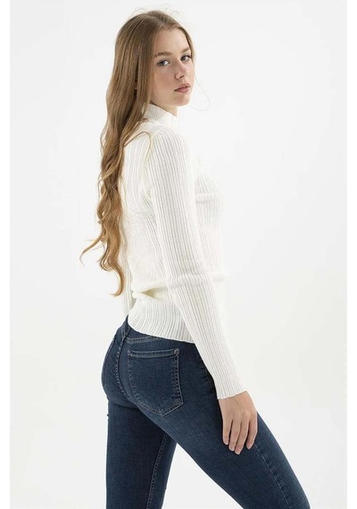 Fashion Friends Kadın Yarım Balıkçı Kazak 23k0389k1 Ekru