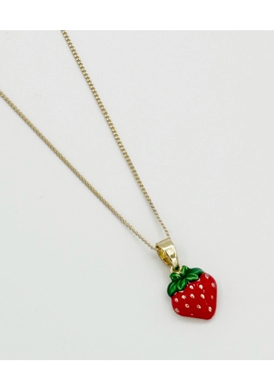 14k Gold Plated Strawberry Kids Kolye Gold