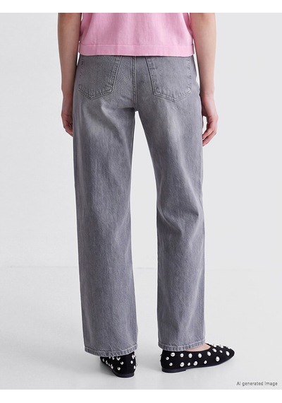 Lcw Vision Gri Straight Fit Kadın Jean Pantolon
