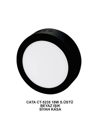 Cata Ct-5235 18w 6400k S. Üstü Led Beyaz Işık Armatür Yuvarlak Siyah Metal Kasa Çok Renkli