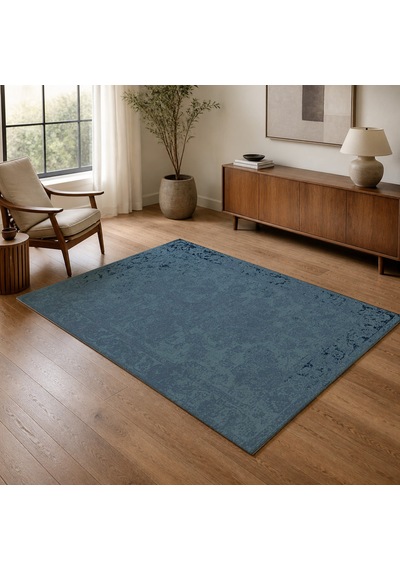 Kartela Halı Lino Halı Jüt Taban Dokuma Halı Mavi - 100 X 150 Cm