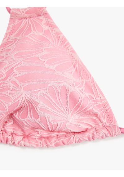 Koton Koton X Sibil Çetinkaya - Çift Bağlama Detaylı Dokulu Çiçekli Bikini Üstü Pembe Desenli 6sak10081mm