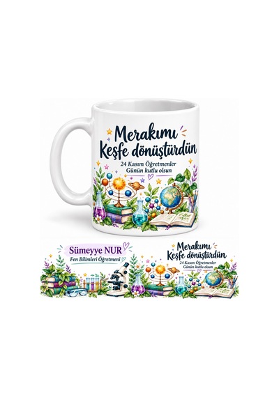 İsme Özel Fen Bilimleri Öğretmeni Öğretmenler Günü Kupası Beyaz