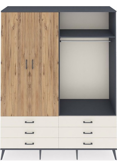 Hyperion Gardrop 4 Raflı 6 Çekmeceli 2 Askılı 176x44x221 Antrasit-çam/aytaşı Çam/aytaşı Hyperion Gardrop 4 Raflı 6 Çekmeceli 2 Askılı 176x44x221 Antrasit-çam/aytaşı Çam/aytaşı