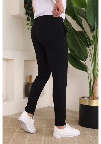Moderie Butik Erkek Slim Fit Likralı Bilek Boy Dilli Kumaş Pantolon Siyah