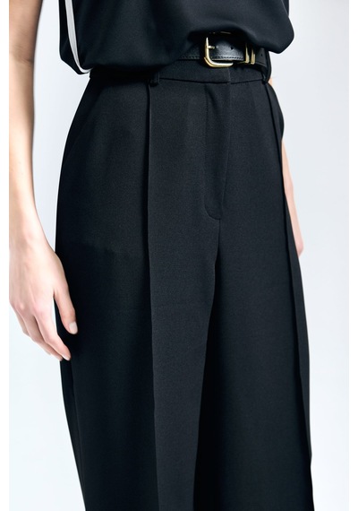 Sateen Kemer Detaylı Pantolon - Siyah-137345