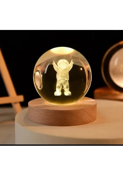 Mr 3d Kristal Cam Küre, Ahşap Soketli Gece Lambası,led, Sevgiliye Hediye, Noel, Öğretmenler Günü, Özel Tasarım