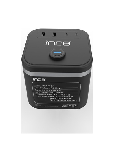 Ipw-47sy 3port 2x Usb+2x Type-c Led Tuşlu Duvar Priz-siyah Isıya Karşı Dayanıklı Kaliteli Malzeme Çocuk Koruma Özelliği Usb Giriş 220v-250v Güç Max. 3680 W