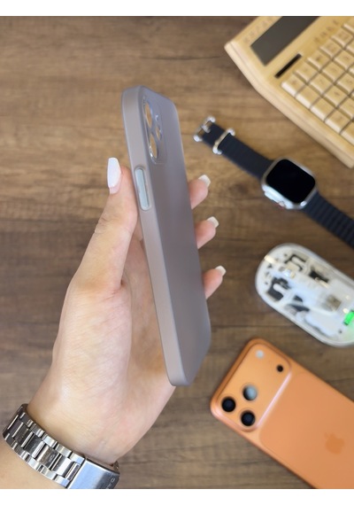İphone 12 Uyumlu Süper İnce Mat Ultra Thin Silikon Kılıf Gri