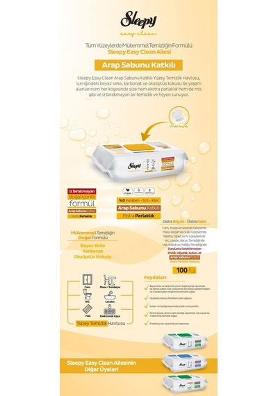 Sleepy Easy Clean Yüzey Tem. Havlusu Arap Ve Beyaz Sabun, Çamaşır Suyu Katkılı Tekli