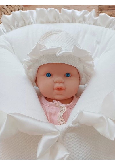 Yenidoğan Ultralüks Fermuarlı Ve Cepli Lucky Baby Nakışlı Bebek Battaniyesi Kundak Ekru Ekru