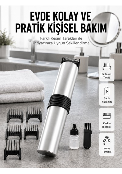 Yeni Nesil Profesyonel Şarjlı Saç Sakal Tıraş Makinesi Ayarlanabilir 4 Taraklı - Bayi Depom 1 - 2 Saat