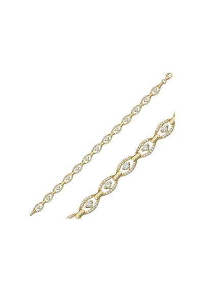 Gümüş Gold Oval Su Yolu Bayan Bileklik Sl4582 Gümüş