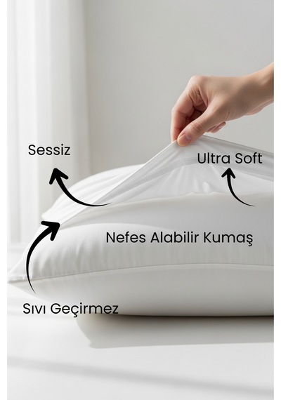 6 Adet Sıvı Geçirmez Microfiber Yastık Alezi Seti - Su Geçirmez Yastık Koruyucu 50x70 Cm Beyaz